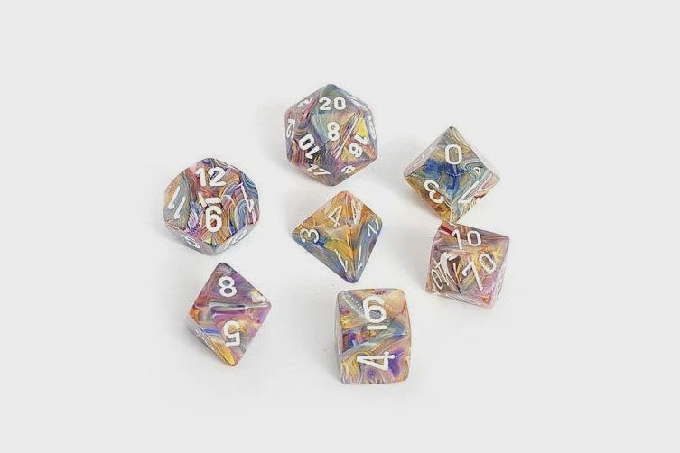 CHESSEX 7 DICE SET | CAROUSEL/WHITE