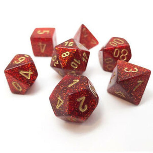 CHESSEX 7 DICE SET | RUBY/GOLD