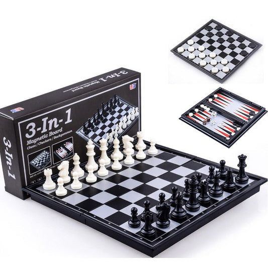 3 IN 1 12.5" MAGNETIC CHESS / CHECKERS / BACKGAMMON