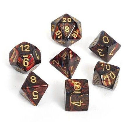 CHESSEX 7 DICE SET | BLUE BLOOD/GOLD