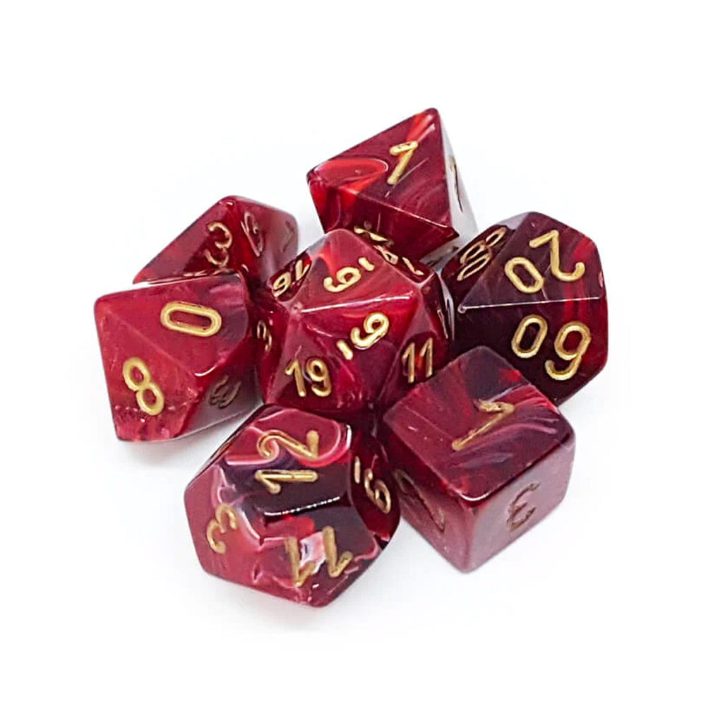 CHESSEX 7 DICE SET | BURGUNDY/GOLD