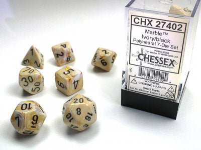 CHESSEX 7 DICE SET | IVORY/BLACK