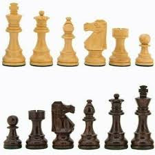 85MM DAL ROSSI CHESS PIECES  SHEESHAM / BOXWOOD DOUBLE WEIGHTED