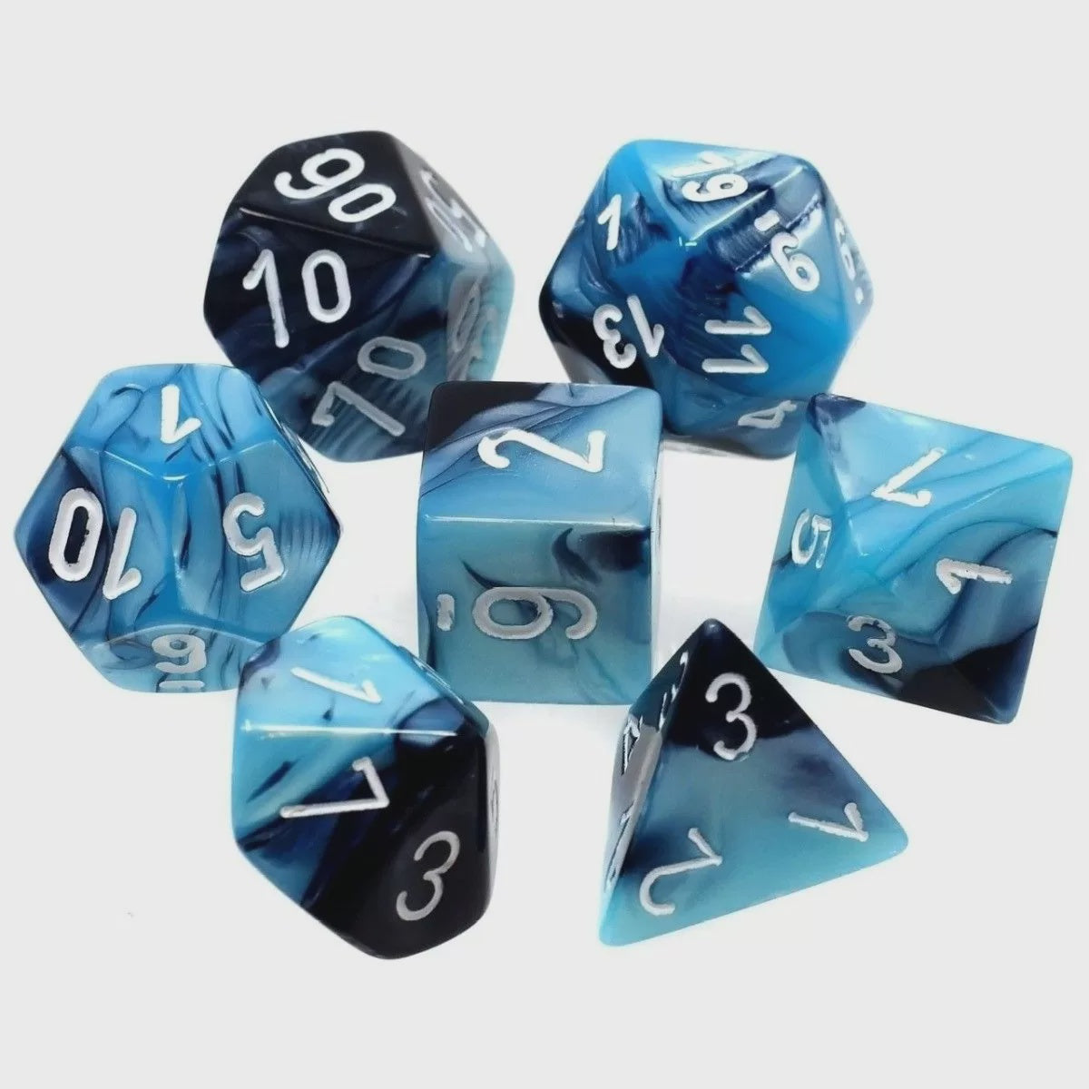 CHESSEX 7 DICE SET | GEMINI BLACK-SHELL / WHITE