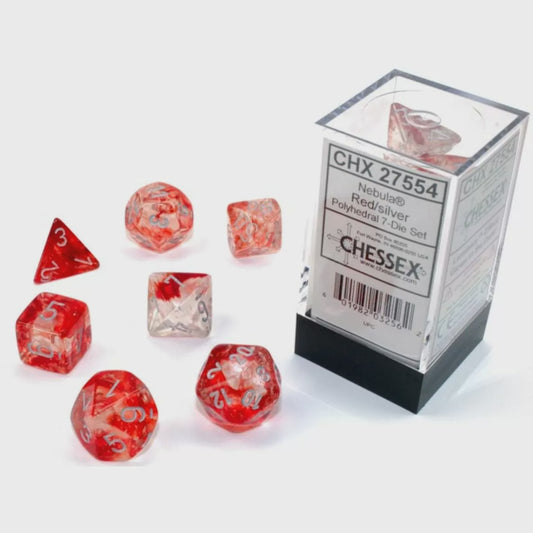 CHESSEX 7 DICE SET | NEBULA RED / SILVER LUMINARY