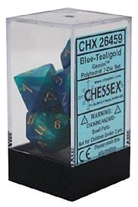 CHESSEX 7 DIE SET | BLUE TEAL + GOLD