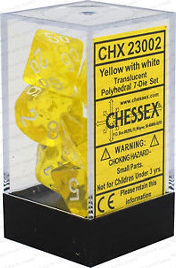 CHESSEX 7 DIE SET | TRANSLUCENT YELLOW + WHITE