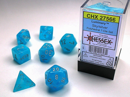 CHESSEX 7 DICE SET | LUMINARY SKY/SILVER