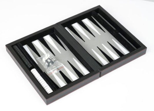 DAL ROSSI | BACKGAMMON 9" TRAVEL LEATHER - BLACK