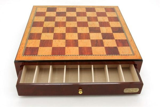 DAL ROSSI | CHESS BOARD 18" 45cm BOX DRAWERS - SHINY MAHOGANY