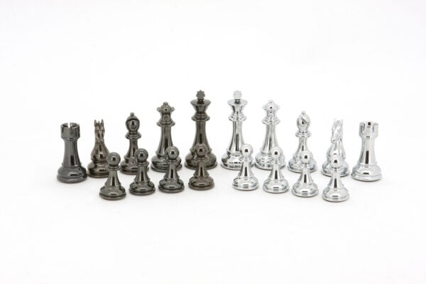 DAL ROSSI | CHESS PIECES 110MM - SILVER AND TITANIUM BLACK