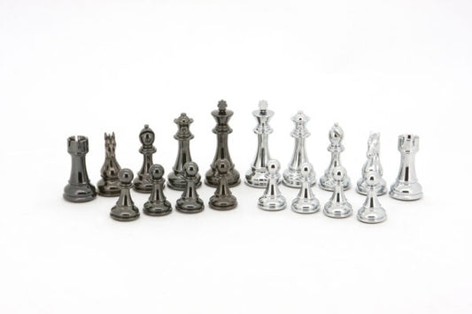 DAL ROSSI | CHESS PIECES 110MM - SILVER AND TITANIUM BLACK