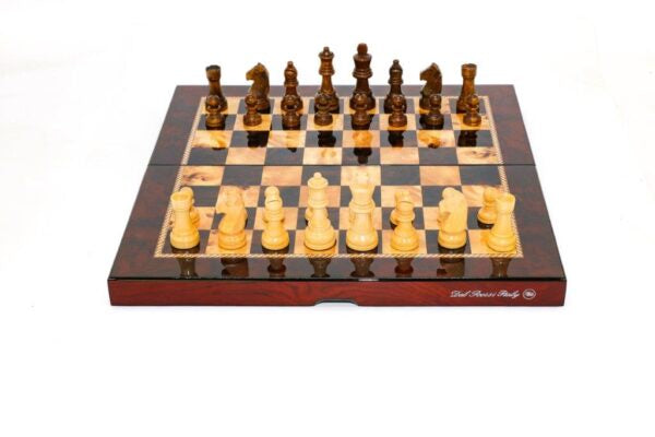 DAL ROSSI | CHESS SET 16" 40cm FOLDING - SHINY MAHOGANY