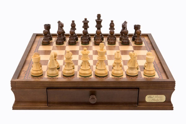 DAL ROSSI | CHESS SET 16"  WOOD BOARD - 85mm SHEESHAM PIECES - BOARD AND PIECES