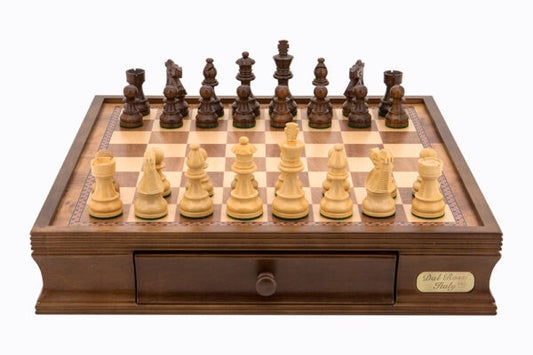 DAL ROSSI | CHESS SET 16"  WOOD BOARD - 85mm SHEESHAM PIECES - BOARD AND PIECES