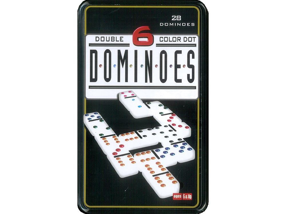 DOMINOES - DOUBLE 6 COLOUR DOT (TIN)