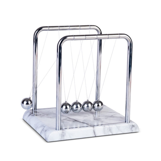 NEWTONS CRADLE - LARGE WHITE MARBLE