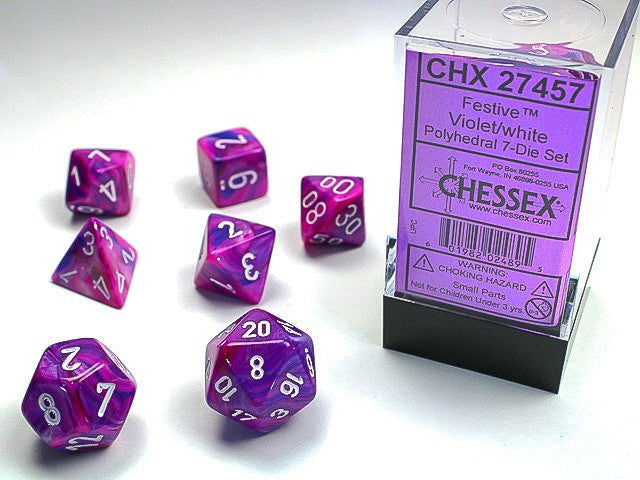 CHESSEX 7 DICE SET | VIOLET/WHITE