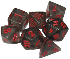 CHESSEX 7 DICE SET | TRANS SMOKE/RED